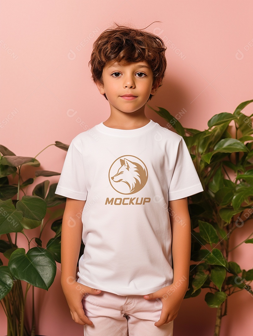 Mockup de Camiseta Branca Infantil PSD Editável
