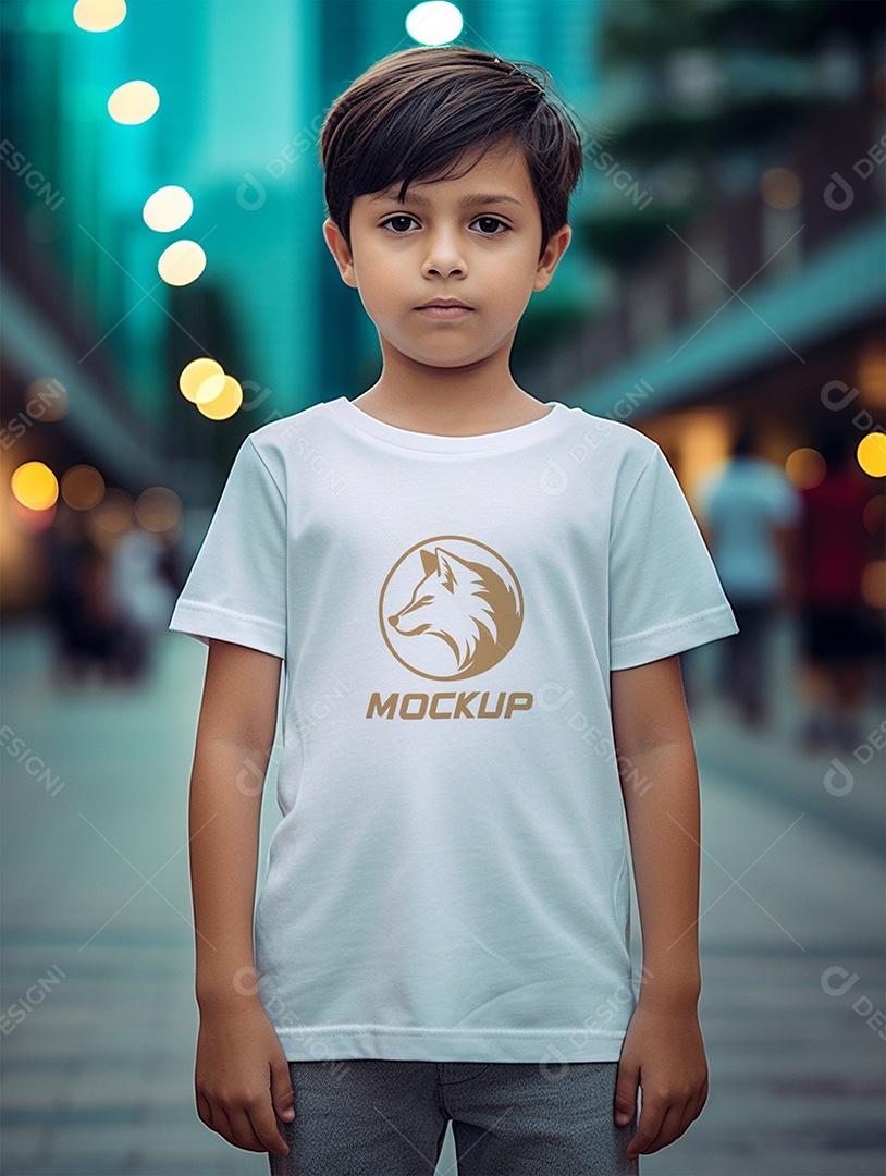 Mockup de Camiseta Branca Infantil PSD Editável