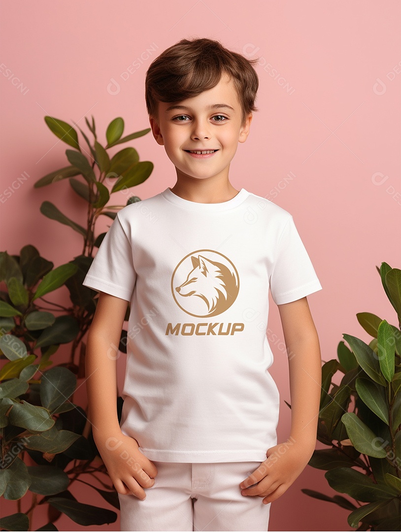 Mockup de Camiseta Branca Infantil PSD Editável