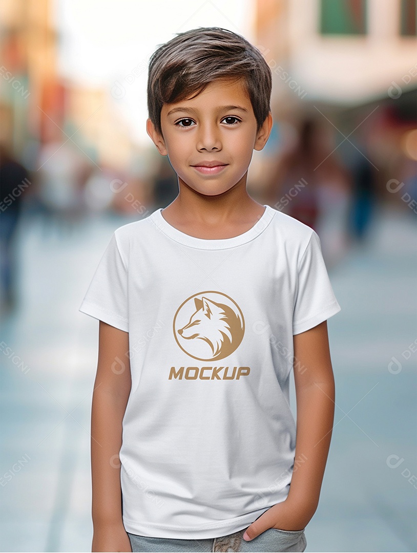 Mockup de Camiseta Branca Infantil PSD Editável