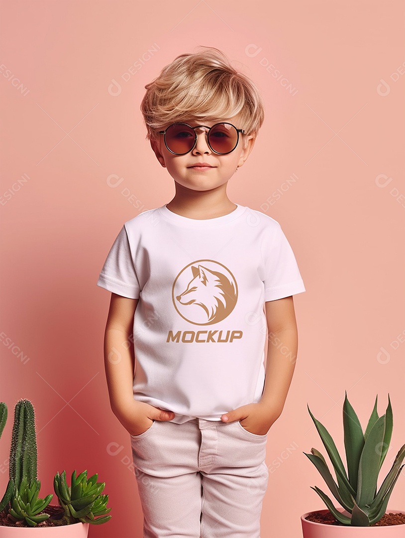 Mockup de Camiseta Branca Infantil PSD Editável