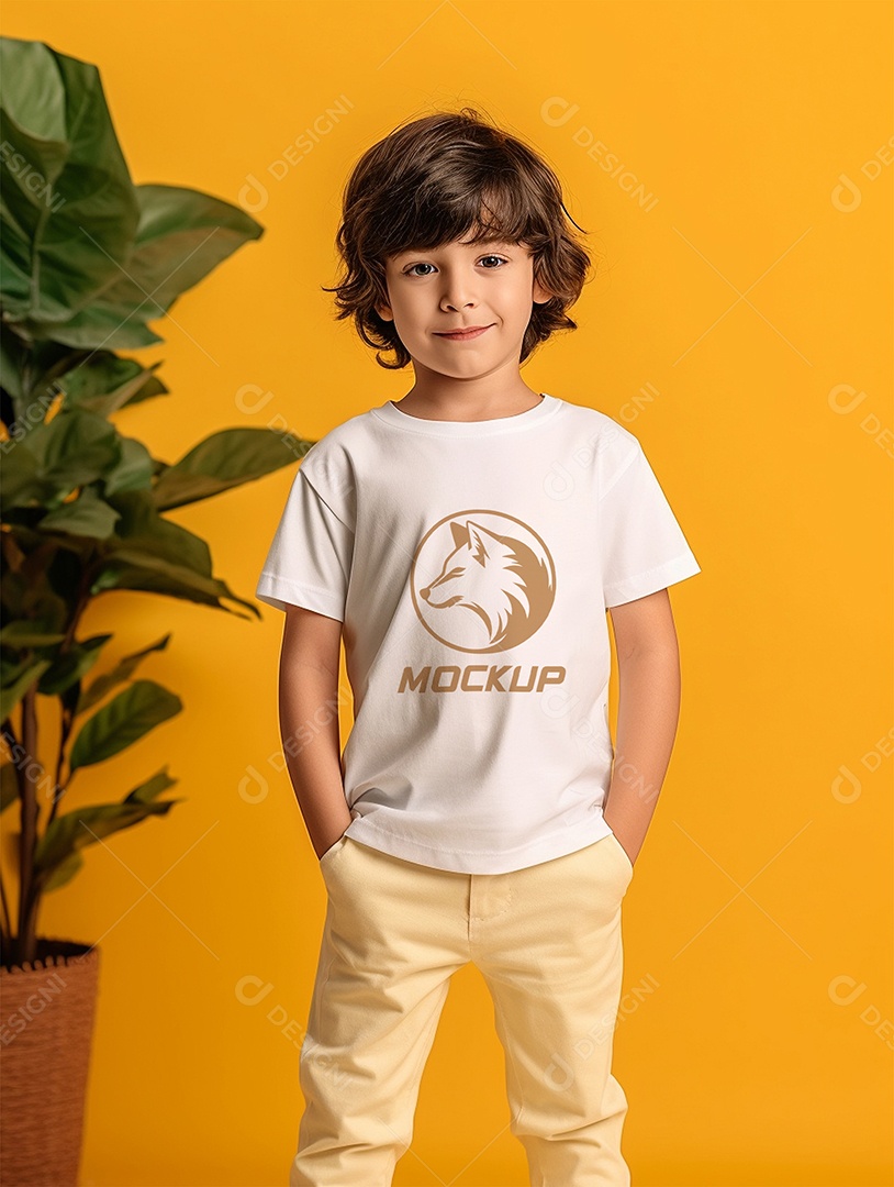 Mockup de Camiseta Branca Infantil PSD Editável