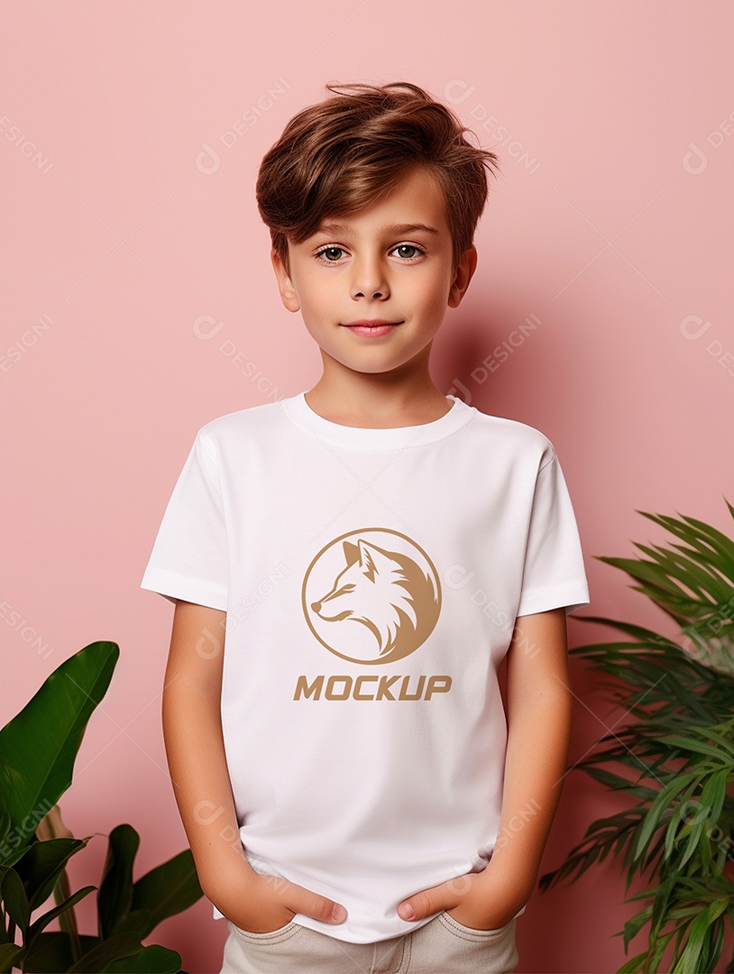 Mockup de Camiseta Branca Infantil PSD Editável