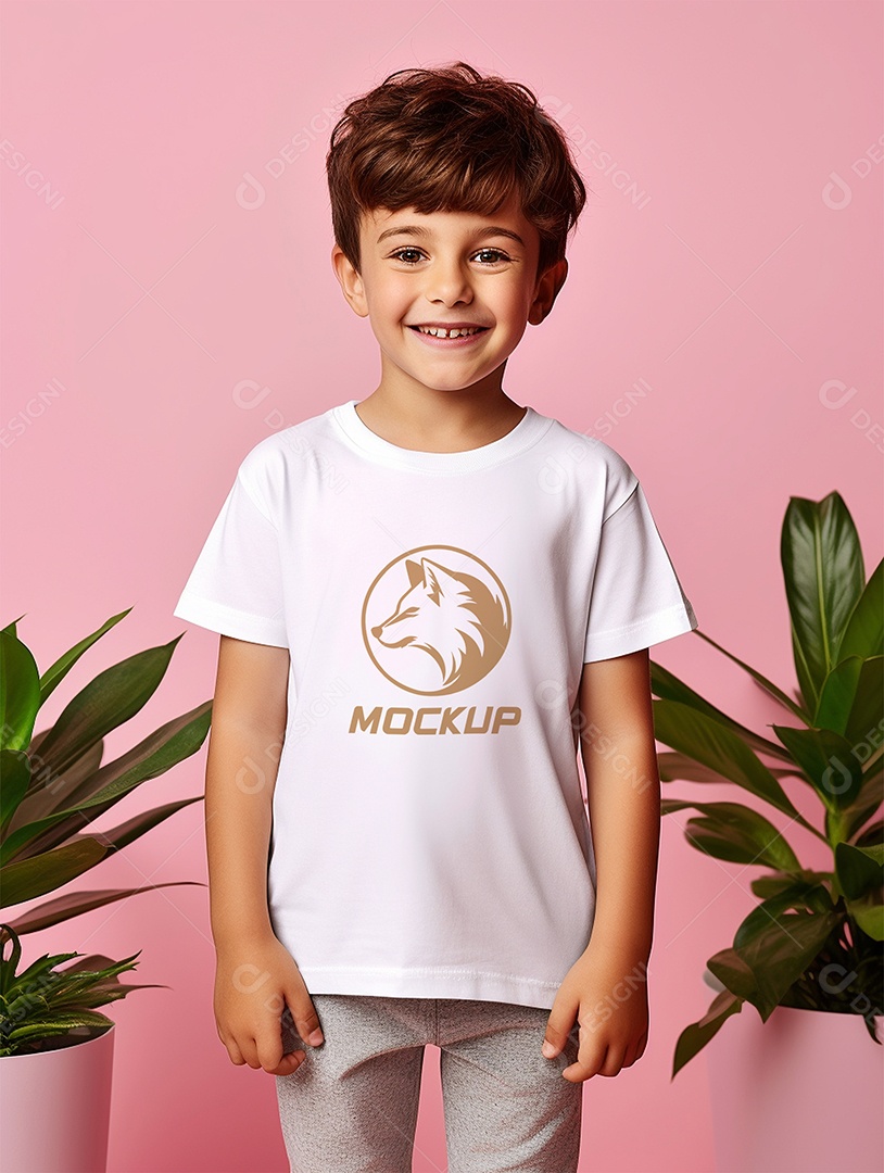 Mockup de Camiseta Branca Infantil PSD Editável