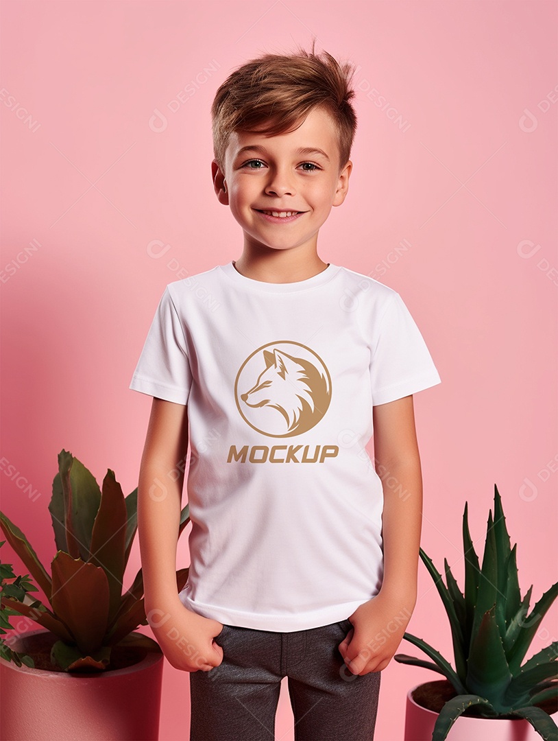 Mockup de Camiseta Branca Infantil PSD Editável