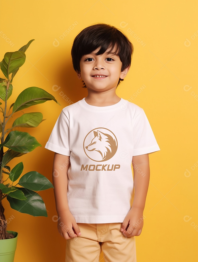 Mockup de Camiseta Branca Infantil PSD Editável