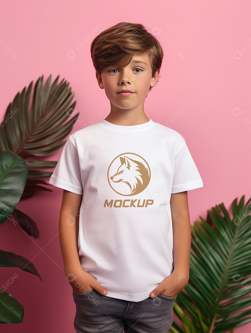 Mockup de Camiseta Branca Infantil PSD Editável