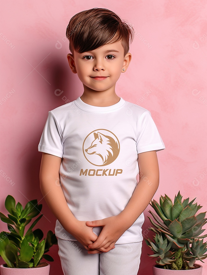 Mockup de Camiseta Branca Infantil PSD Editável
