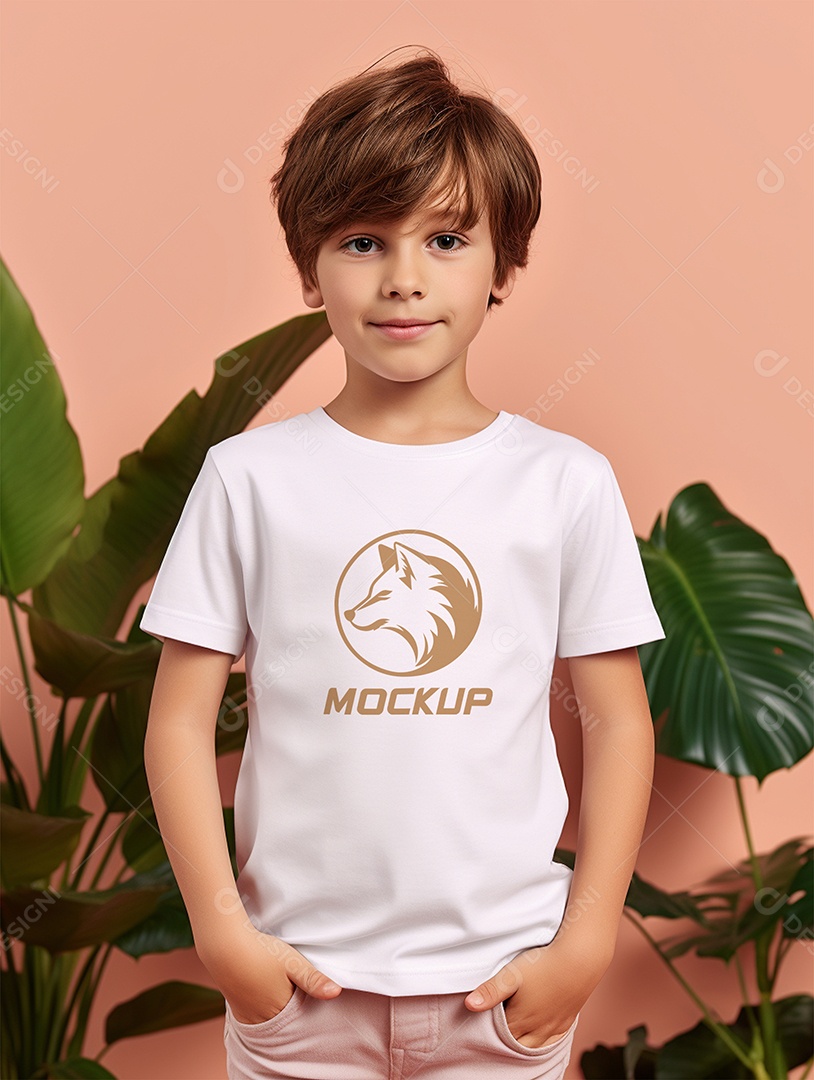 Mockup de Camiseta Branca Infantil PSD Editável