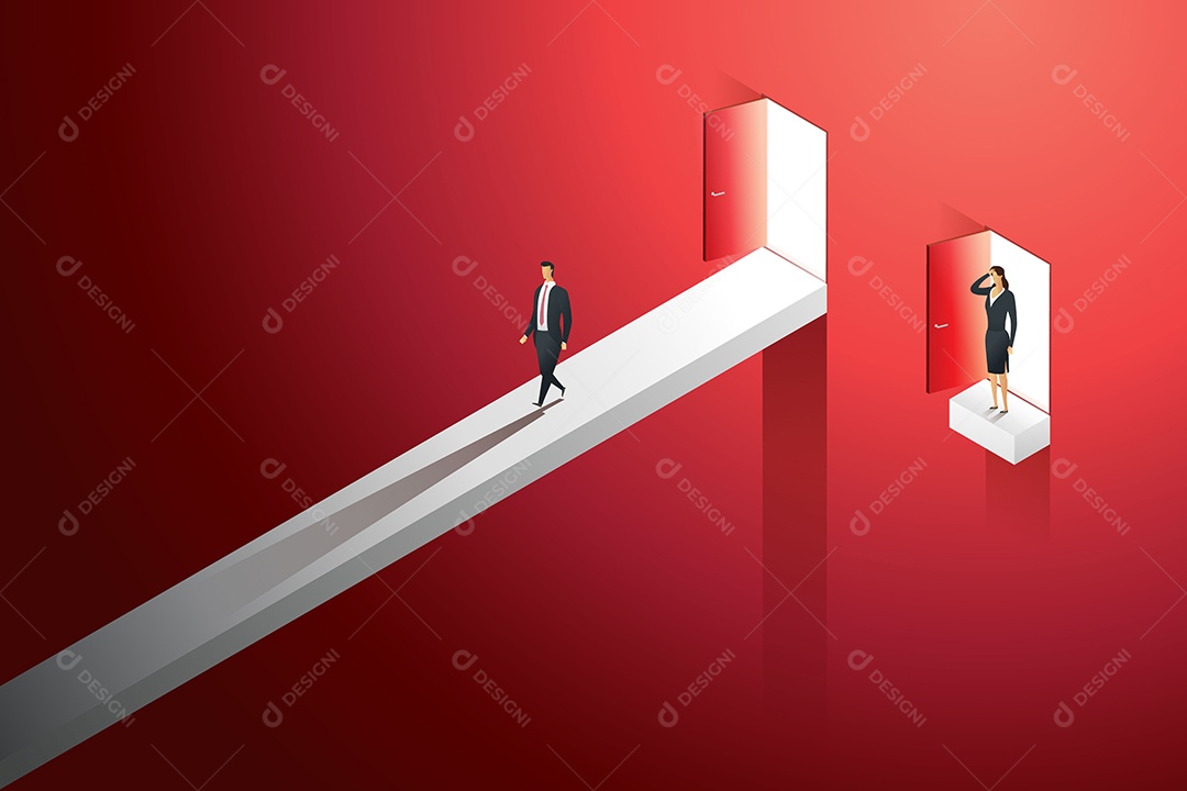 Diferentes oportunidades de carreira desiguais de negócios entre homem e mulher Vetor EPS