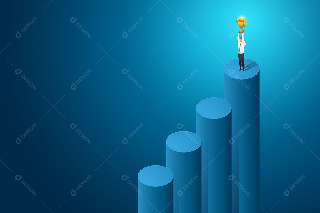 Vencedor do empresário e grande troféu de conquista Vetor EPS