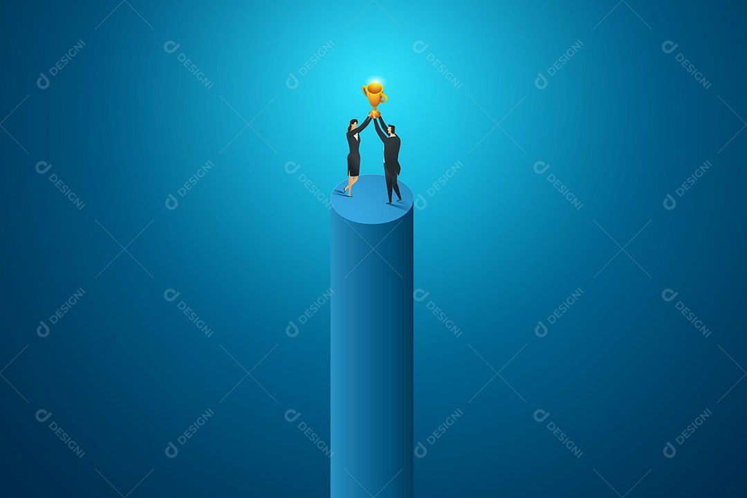 Empresários mulheres e homens realizam grande competição de troféus Vetor EPS