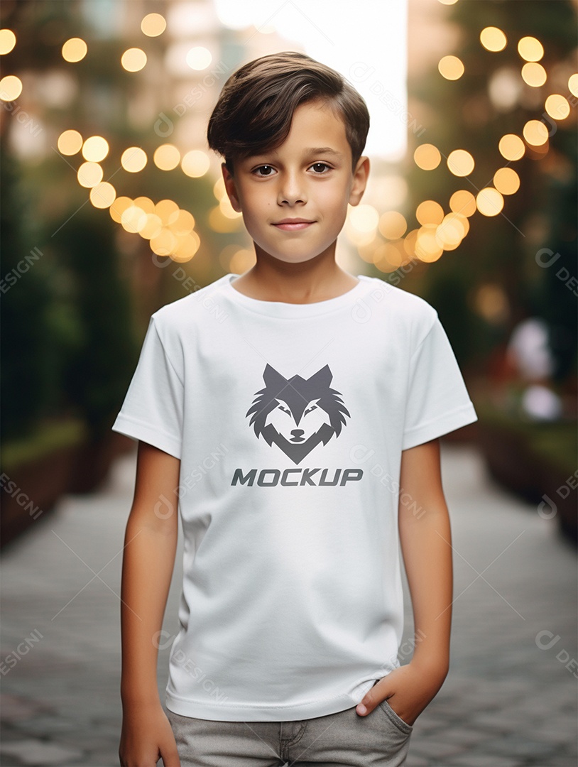 Mockup de Camiseta Branca Infantil PSD Editável
