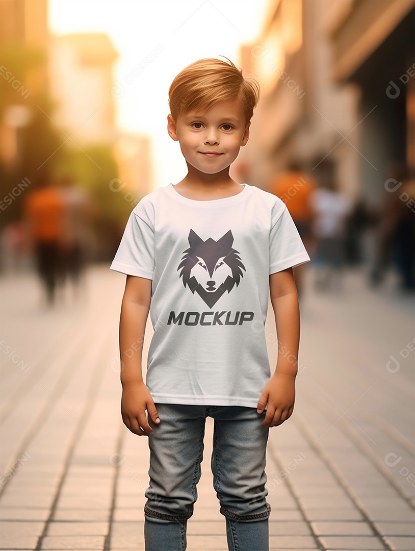 Mockup de Camiseta Branca Infantil PSD Editável