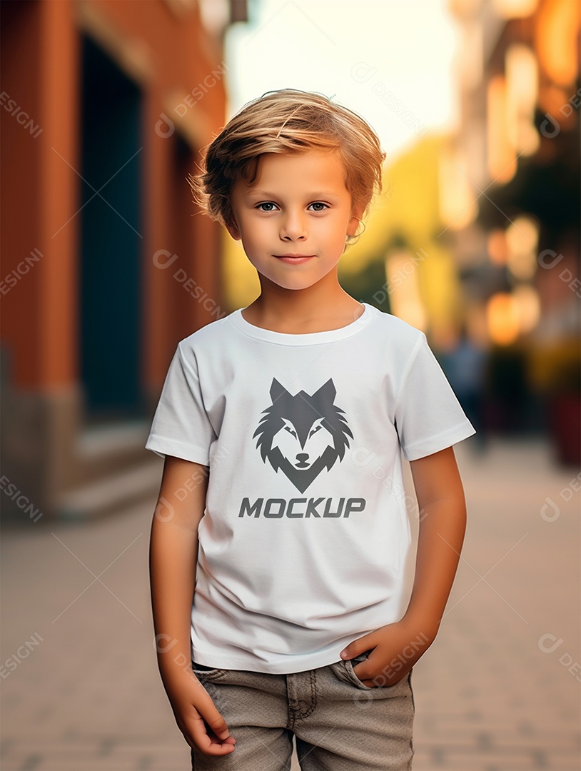 Mockup de Camiseta Branca Infantil PSD Editável