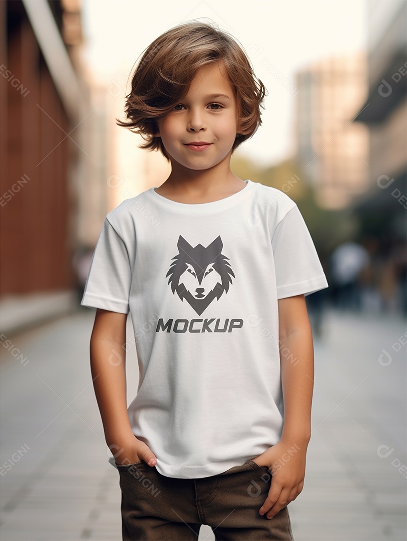 Mockup de Camiseta Branca Infantil PSD Editável