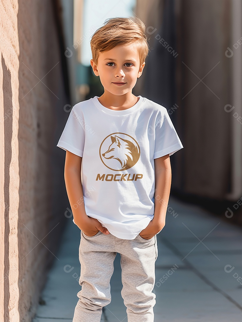 Mockup de Camiseta Branca Infantil PSD Editável