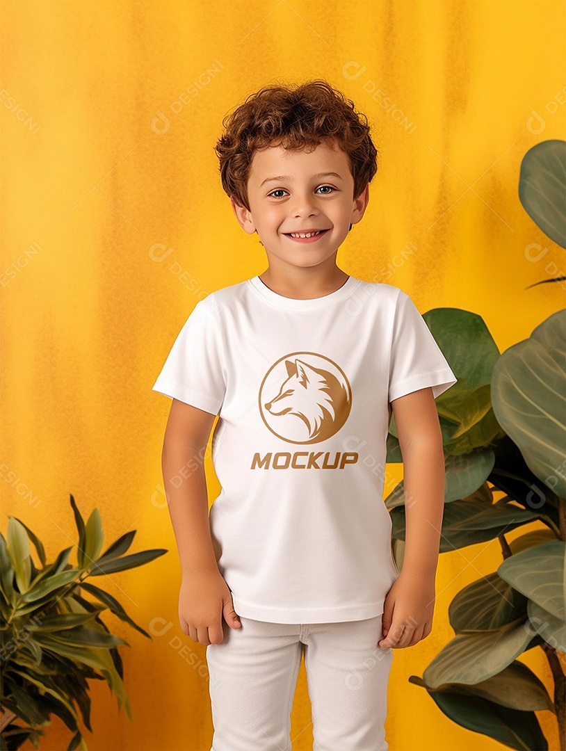 Mockup de Camiseta Branca Infantil PSD Editável