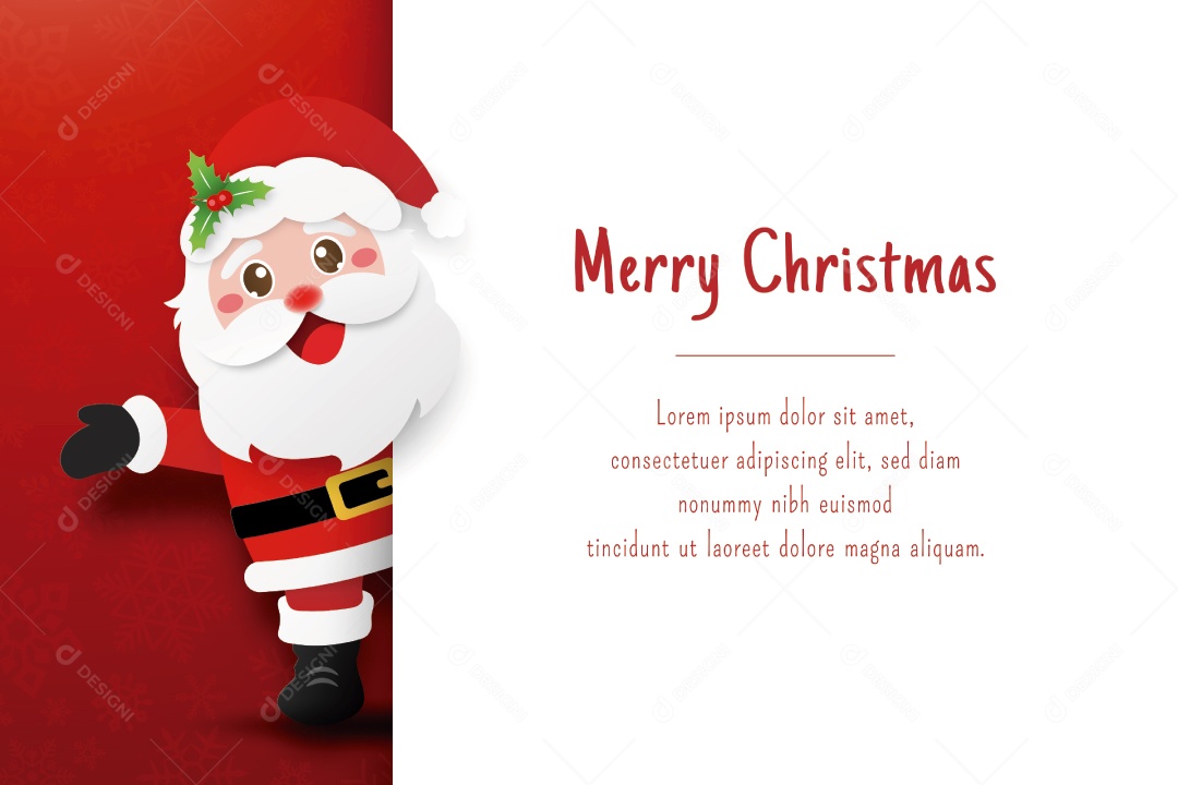 Cartão postal de Natal com Papai Noel ilustração de corte de papel Vetor EPS