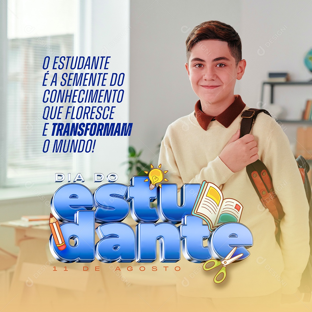 Social Media Transformam o Mundo Dia Do Estudante PSD Editável