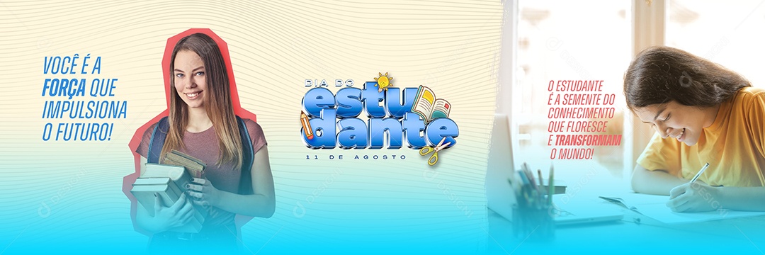 Social Media Banner Dia Do Estudante 11 De Agosto PSD Editável