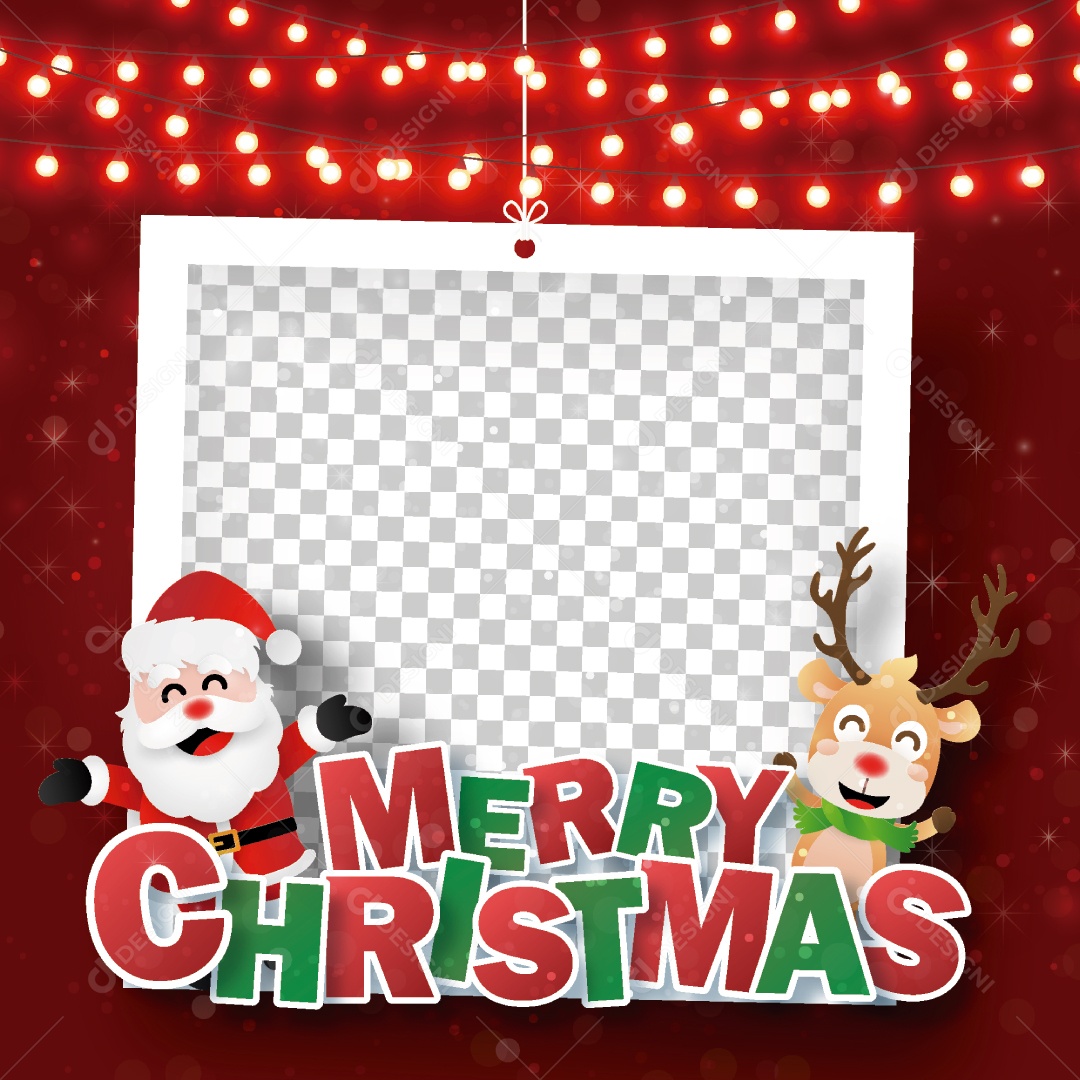Molduras para Fotos de Natal Com Papai Noel e Renas Vetor EPS