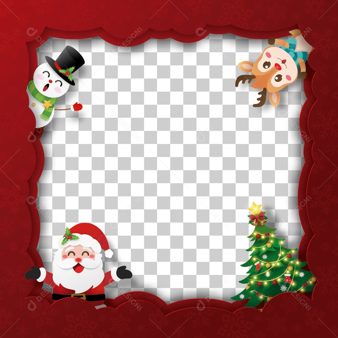Moldura de Natal de Papai Noel e Amigo Com Fundo Transparente Vetor EPS