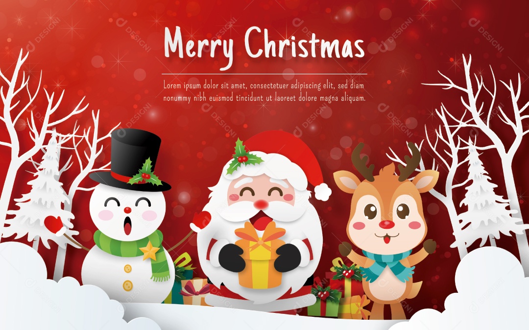 Papai Noel e Amigo no Cartão Postal de Natal Vetor EPS