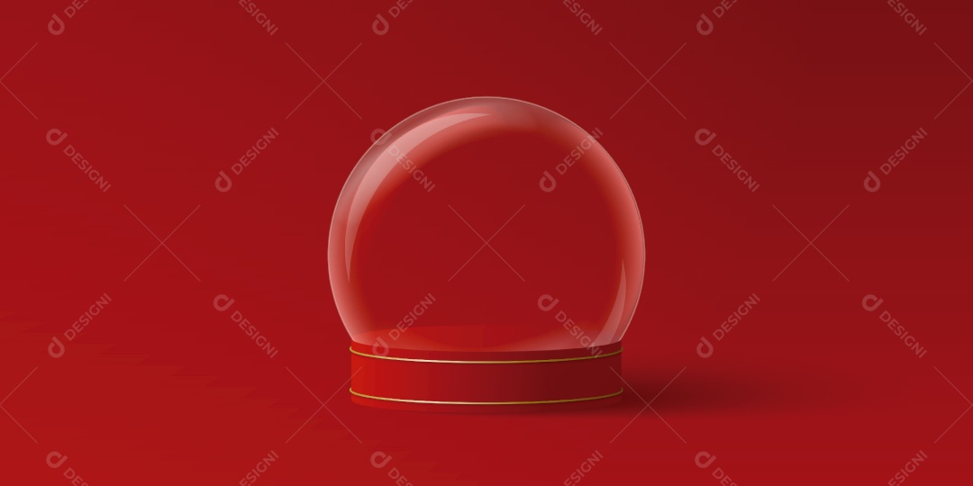 Banner de natal do globo de natal vazio sobre fundo vermelho para publicidade de produtos Vetor EPS