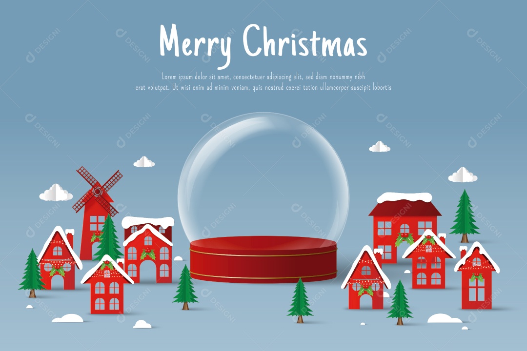 Ilustração de corte de papel da bola de Natal vazia na aldeia Vetor EPS