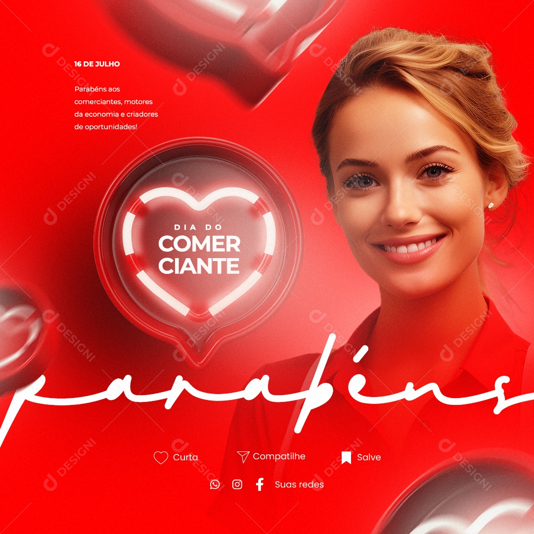 Dia Do Comerciante Parabéns aos Comerciante Social Media PSD Editável