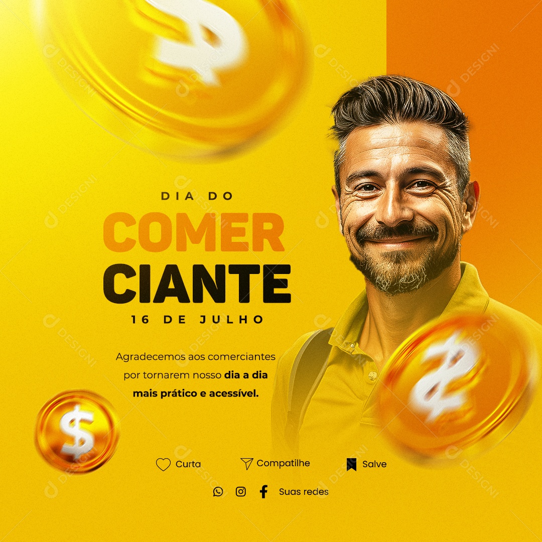 Dia Do Comerciante Agradecemos por Tornarem nosso Dia a Dia Mais Prático Social Media PSD Editável