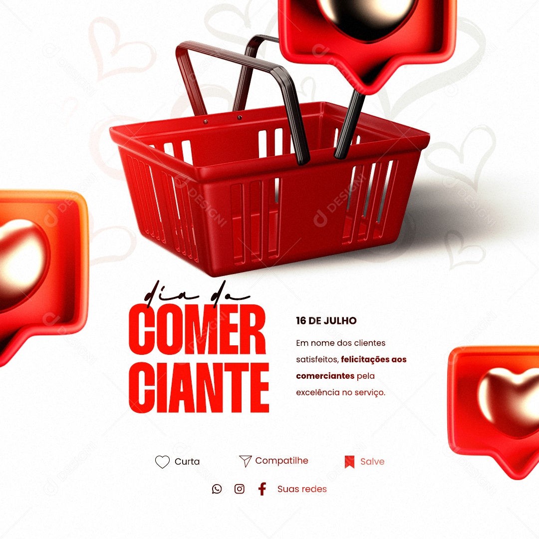 Dia Do Comerciante Em Nome dos Clientes Satisfeitos Social Media PSD Editável
