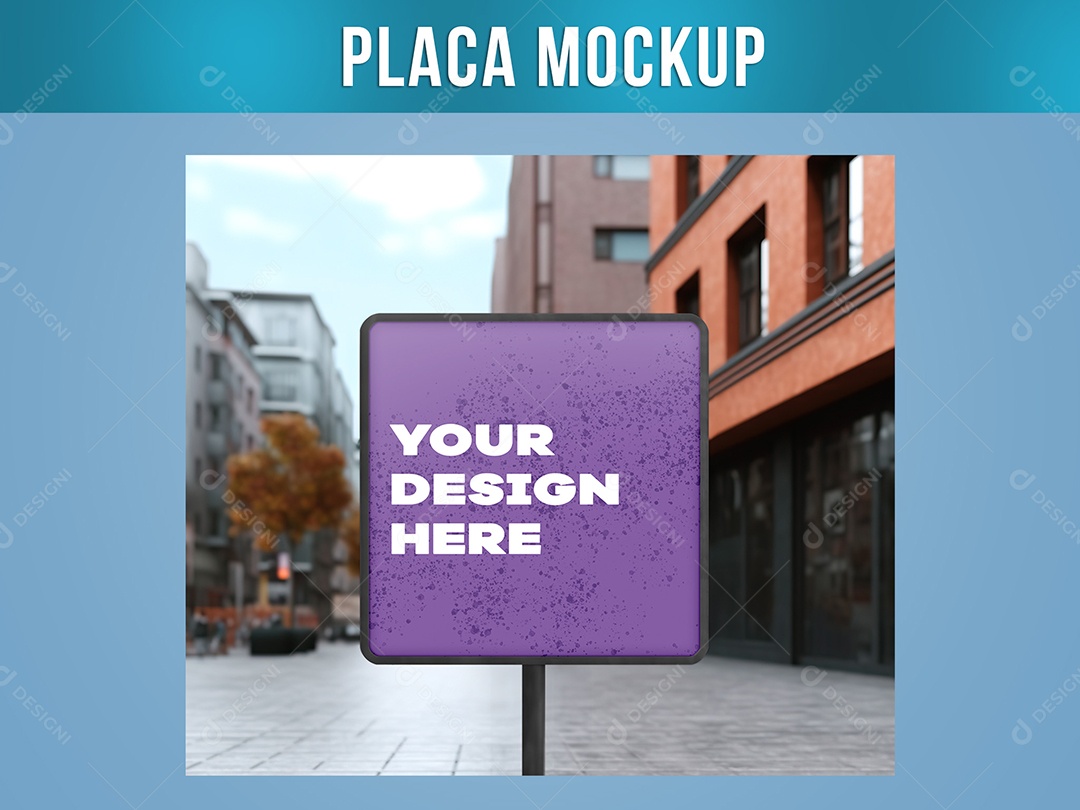 Placa de Rua Mockup Publicitária Informação Anúncio Divulgação PSD Editável