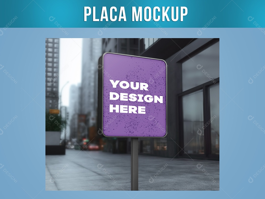 Placa de Rua Mockup Publicitária Divulgação Informação Anúncio PSD Editável