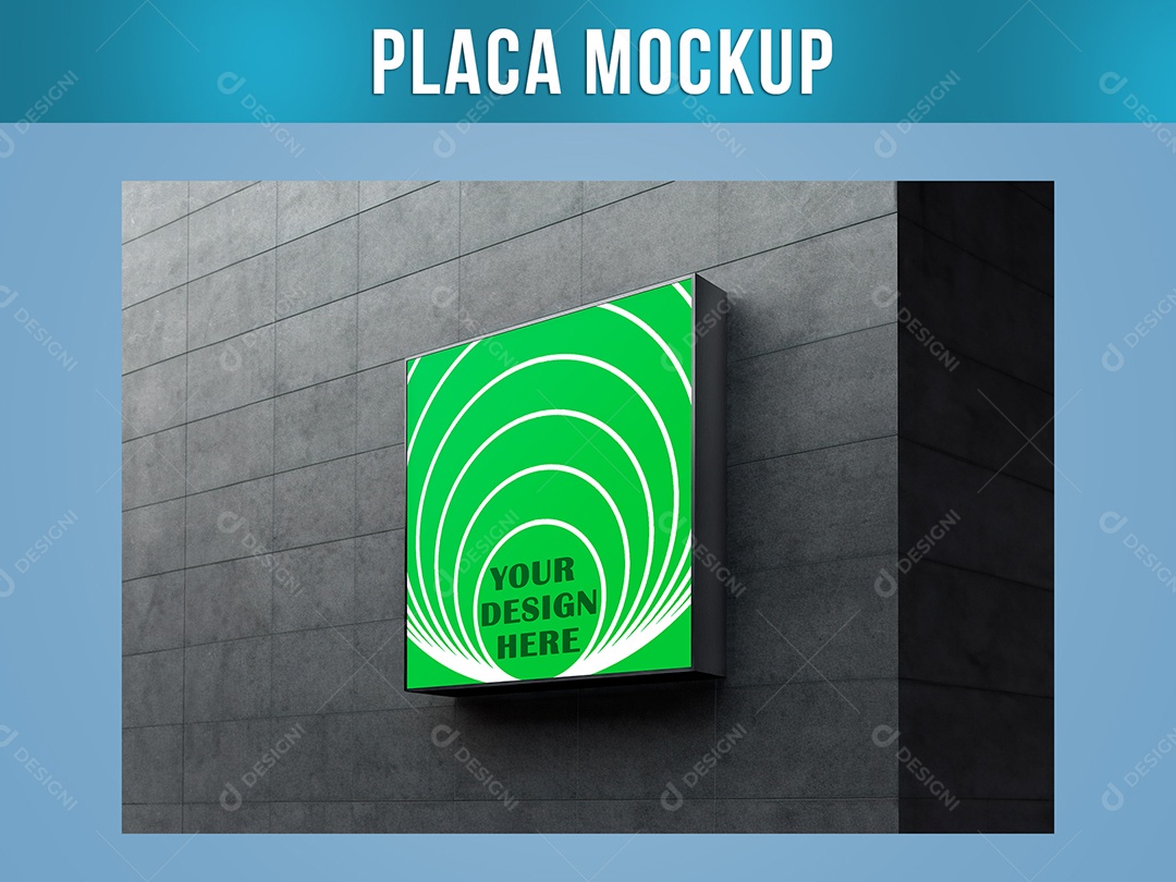 Placa em Prédio Mockup Cidade Rua Divulgação Informação Anúncio PSD Editável