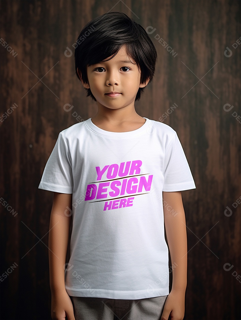 Mockup de Camiseta Branca Infantil PSD Editável