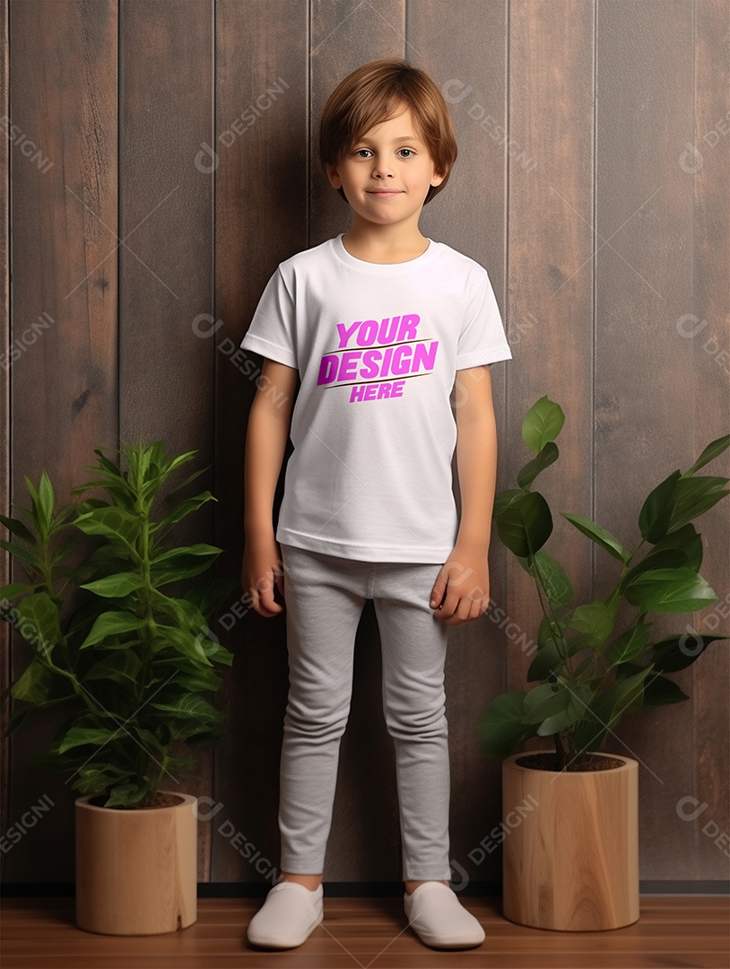 Mockup de Camiseta Branca Infantil PSD Editável