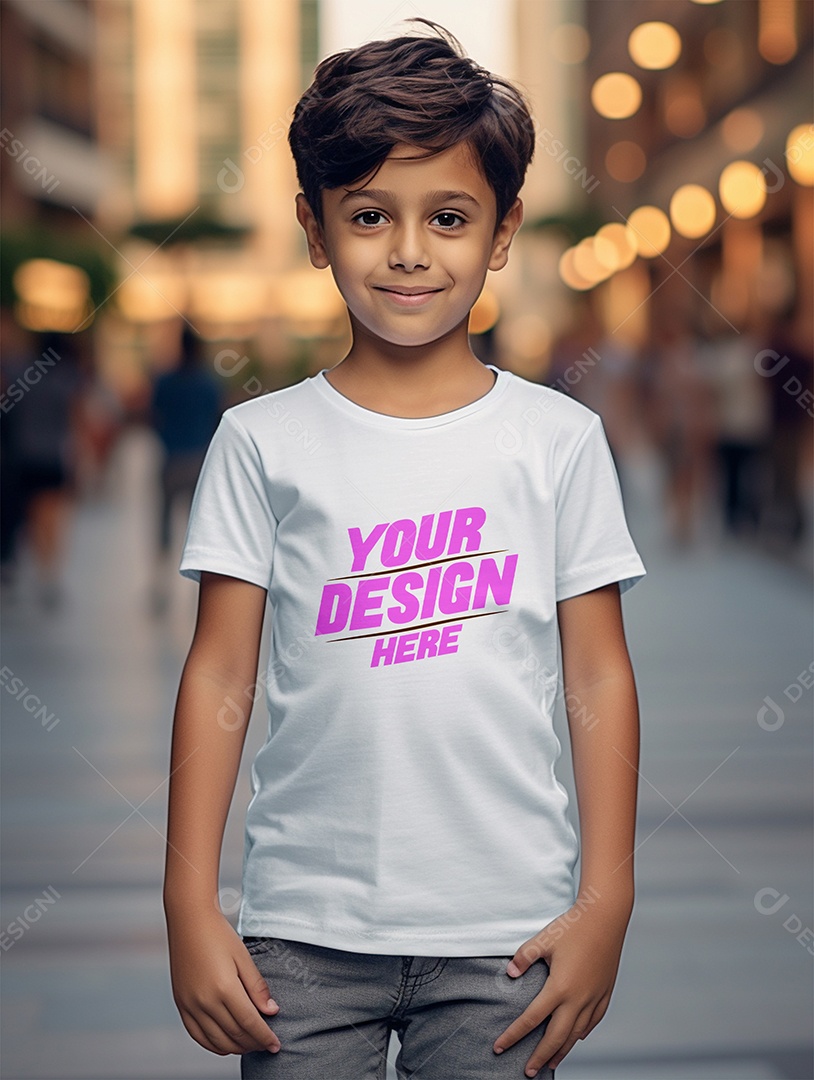 Mockup de Camiseta Branca Infantil PSD Editável