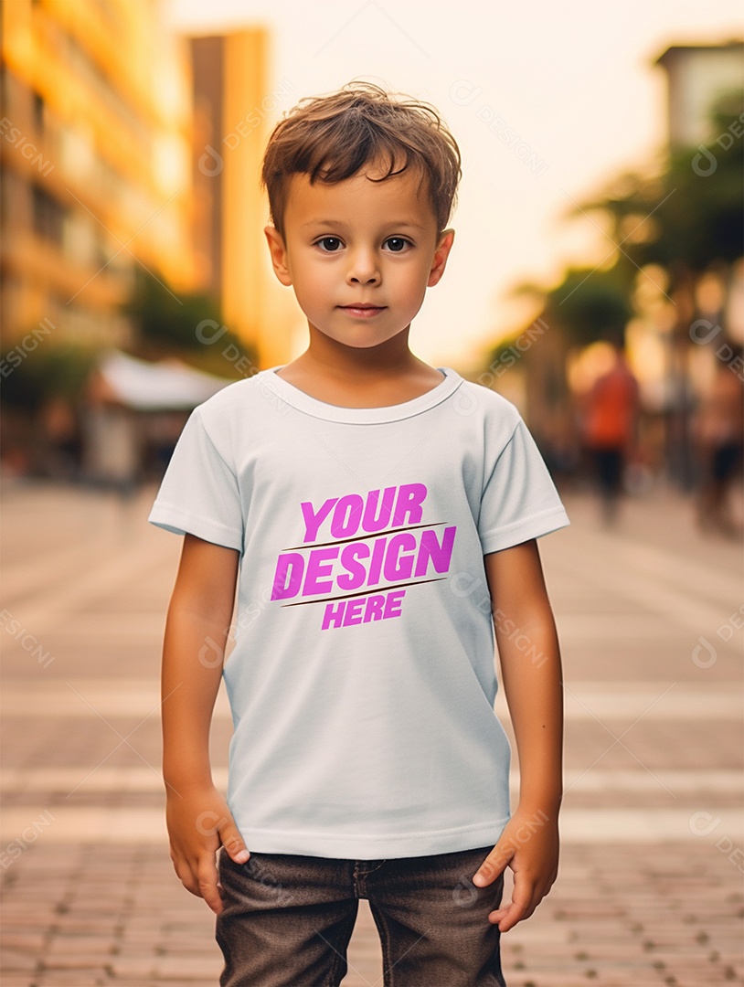 Mockup de Camiseta Branca Infantil PSD Editável