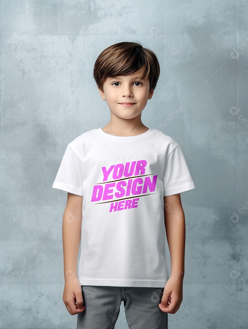 Mockup de Camiseta Branca Infantil PSD Editável