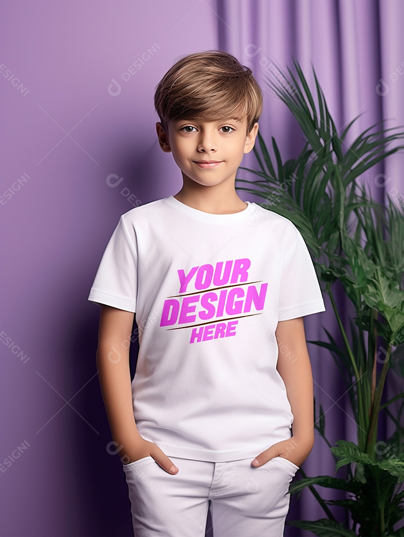 Mockup de Camiseta Branca Infantil PSD Editável