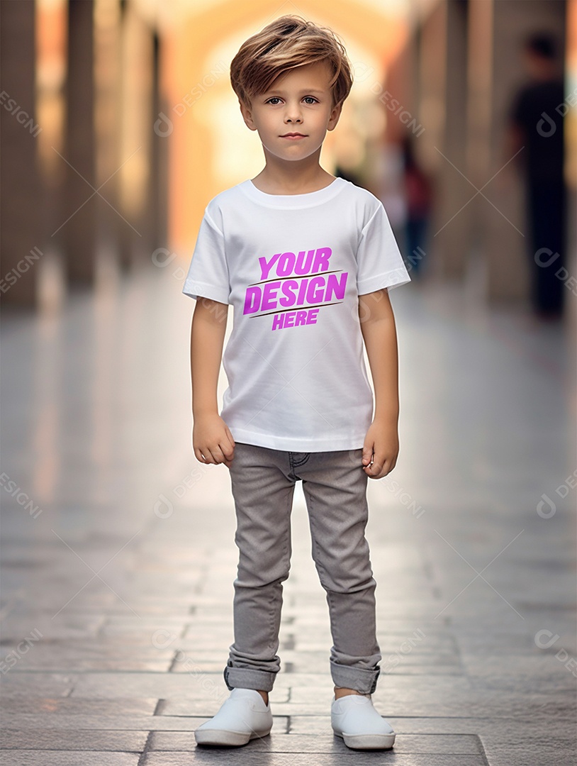 Mockup de Camiseta Branca Infantil PSD Editável