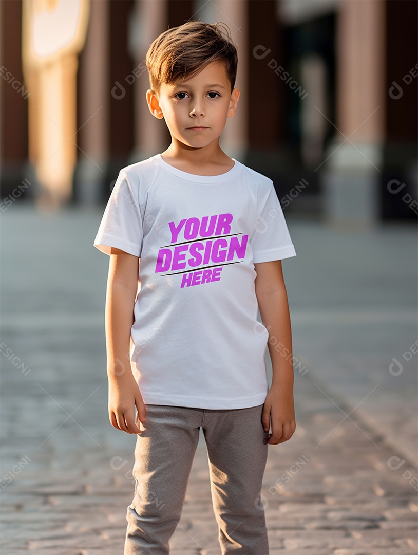 Mockup de Camiseta Branca Infantil PSD Editável