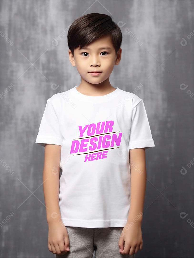 Mockup de Camiseta Branca Infantil PSD Editável