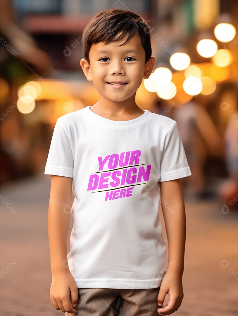 Mockup de Camiseta Branca Infantil PSD Editável