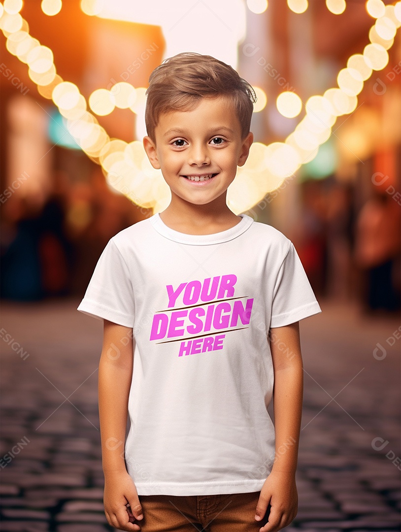 Mockup de Camiseta Branca Infantil PSD Editável