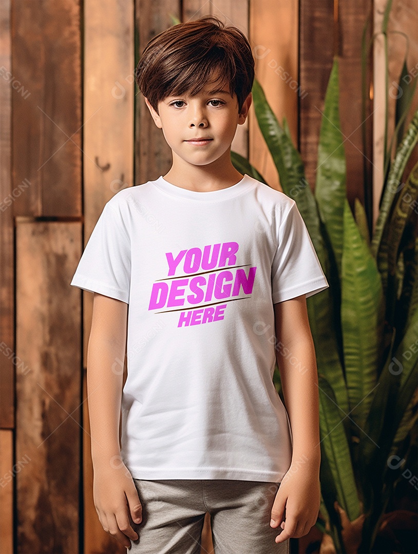 Mockup de Camiseta Branca Infantil PSD Editável