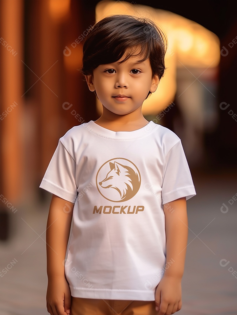 Mockup de Camiseta Branca Infantil PSD Editável