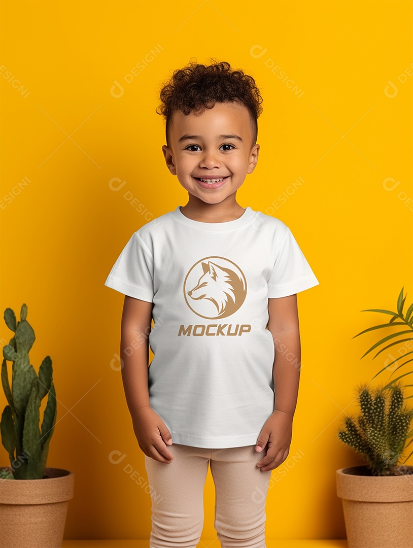 Mockup de Camiseta Branca Infantil PSD Editável